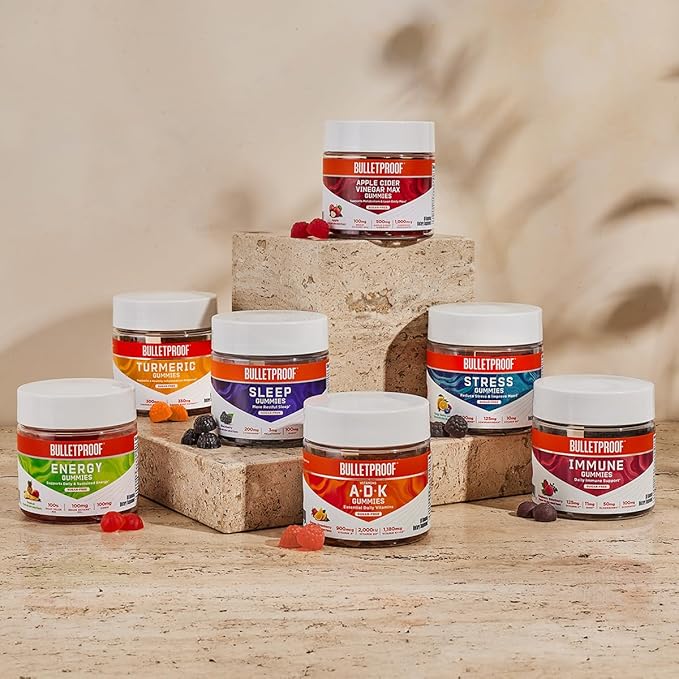 Bulletproof Sugar-Free Peach Ginger Turmeric Gummies, 60 Count, Keto Supplement for Joint and Inflammation Response Support, New and Improved Flavor and texure, Packaging May Vary