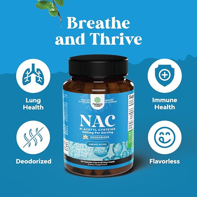 NAC Supplement N-Acetyl Cysteine 1000mg - Vegan High Absorption Non-Smelly NAC 1000mg Capsules Glutathione Precursor for Liver Cleanse Detox & Repair plus Lung Health and Immunity Support (4 Months)