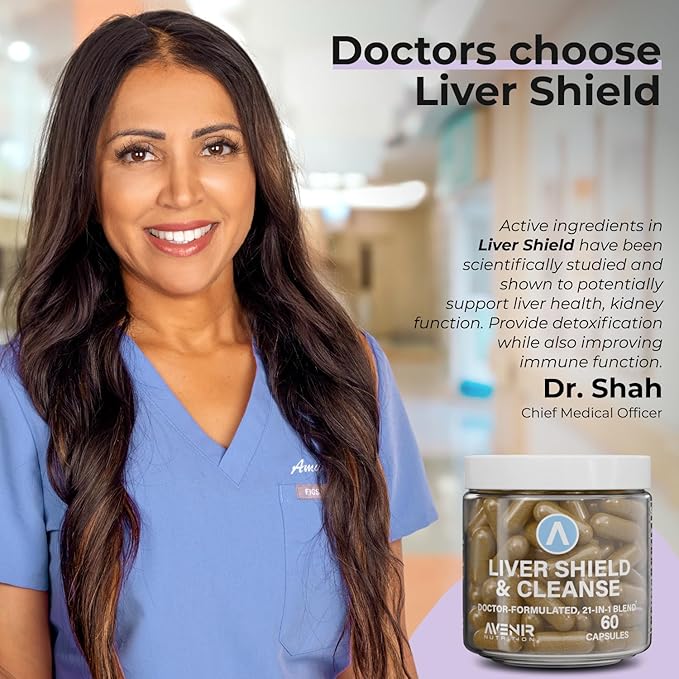 Liver Shield & Cleanse | Herbal Liver Cleanse Detox & Repair Supplement | Milk Thistle & Artichoke Extract Supplements | Fatty Liver & Health Support | 60 Capsules for Men and Women