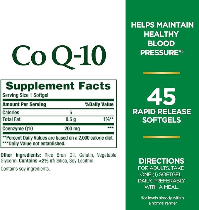 Nature's Bounty CoQ10, Heart Health and Healthy Aging, Dietary Supplement, 200mg, 45 Rapid Release Softgels