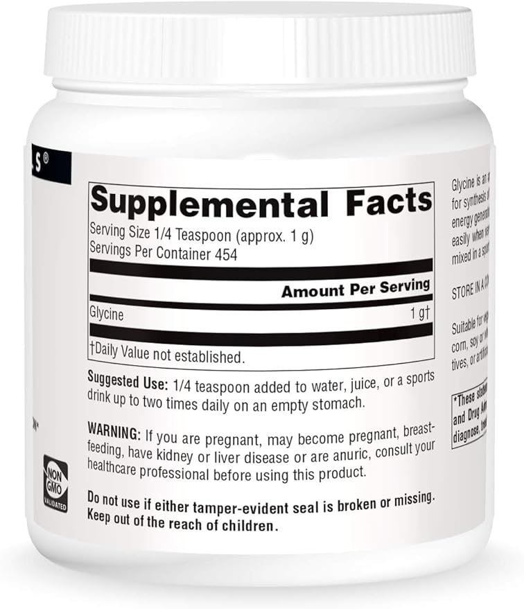 Source Naturals Glycine, for Protein Systhesis and Energy Generation*, 454 Grams - 16 oz Powder