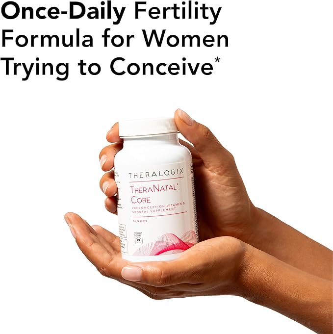 Theralogix TheraNatal Core Preconception Vitamin Supplement - 90-Day Supply - Prenatal Vitamins & Fertility Supplement for Women with Folate, Vitamin D3, Choline & More* - NSF Certified - 90 Tablets