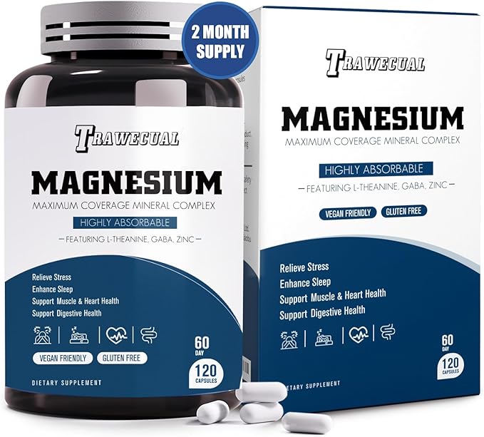 Triple Magnesium Complex 1200mg for Sleep - Magnesium Glycinate 500mg, Citrate & Malate with 200mg L-Theanine for Sleep, Calm & Stress Relief, 120 Capsules, 2-Month Supply