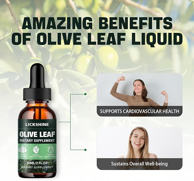 2 Pack 1000MG Olive Leaf Liquid Extract - Organic Olive Leaf Drops Supplement Tincture for Better Absorption - Immune & Heart Support Gluten-Free, Non-GMO, Vegan, 4 Fl Oz