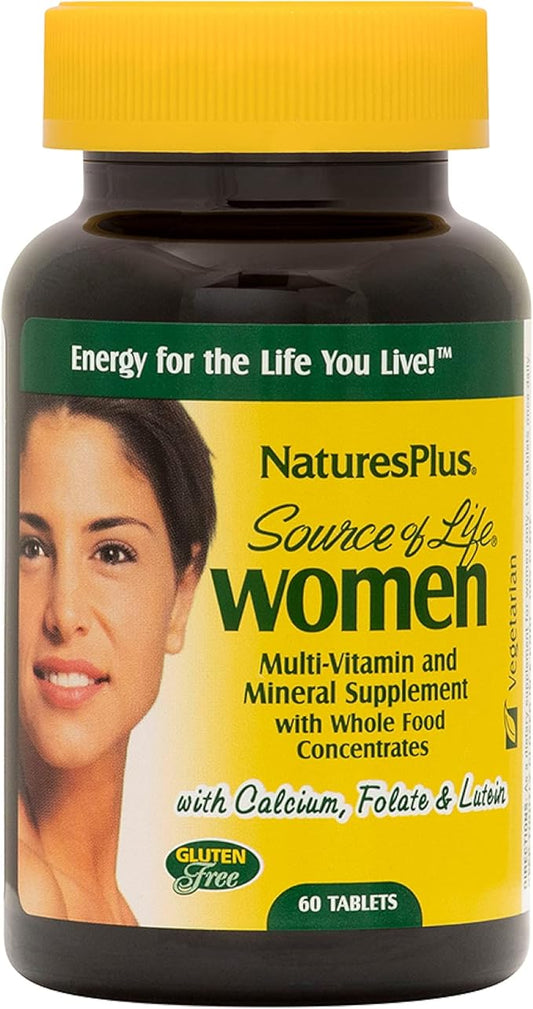 Natures Plus Source of Life Women - 60 Vegetarian Tablets - Whole Food Multivitamin and Mineral Supplement for Overall Health & Energy - Gluten-Free - 30 Servings