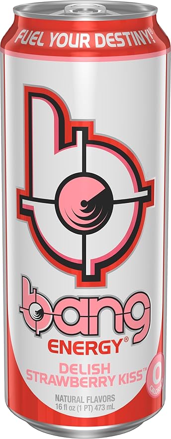 Bang Energy Delish Strawberry Kiss, Sugar-Free Energy Drink, 16 Fl Oz (Pack of 12)