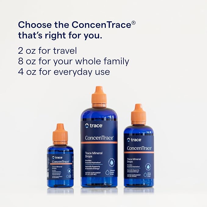 Trace Minerals ConcenTrace Drops | Full Spectrum Minerals | Ionic Liquid Magnesium, Chloride, Potassium | Low Sodium | Energy, Electrolytes, Hydration | 288 Day Supply, 8 fl oz (Pack of 3)