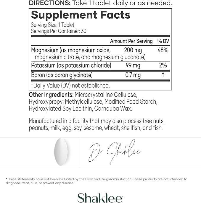 Shaklee -Sustained Release VitalMag - Magnesium Supplement for Nerve, Muscle, and Heart Health - Potassium & Boron Blend - Supports Cardiovascular Health - Easy Digestion - 30 Tablets