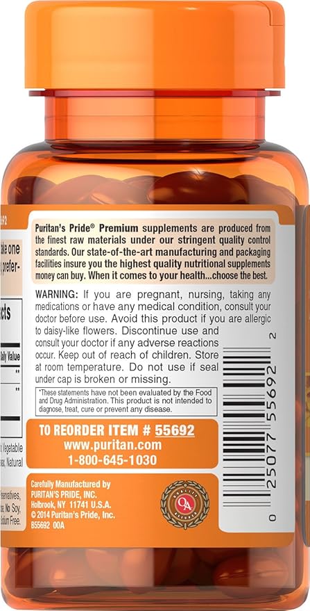 Puritan's Pride Zeaxanthin 4mg with Lutigold™ Lutein 10mg Carotenoids, Dietary Supplement for Healthy Eyes and Vision, 60 Easy-to-Swallow Rapid Release Softgels