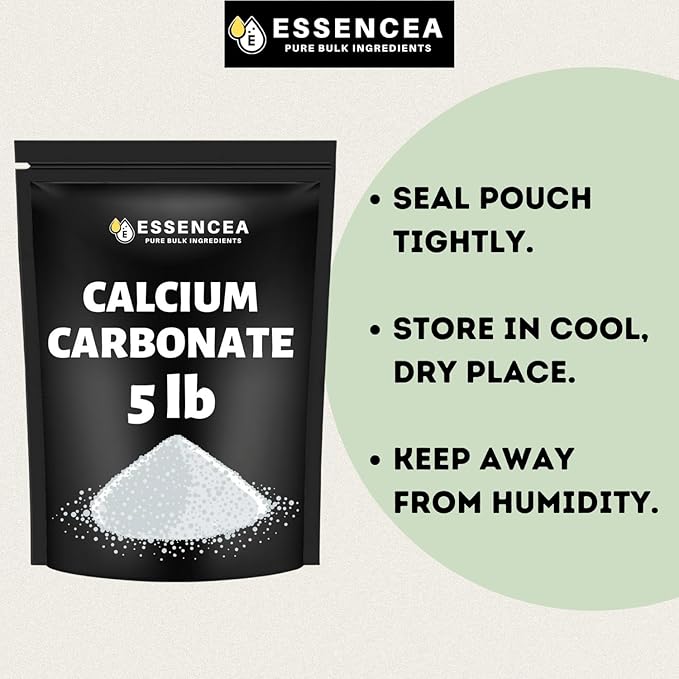 Calcium Carbonate 5lb by Essencea Pure Bulk Ingredients | Calcium Supplement | Chalk Powder | Food Preservative (80 Ounces)