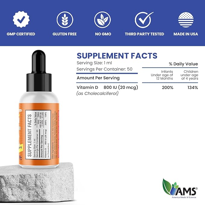 America Medic & Science PediaWell D-800 (50 mL) | Natural Vitamin D Drops