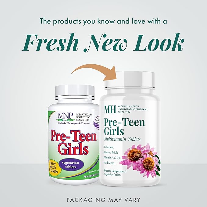 MICHAEL'S Health Naturopathic Programs Pre-Teen Girls - 120 Vegetarian Tablets - Daily Multivitamin for Healthy Growth & Development - Kosher - 60 Servings