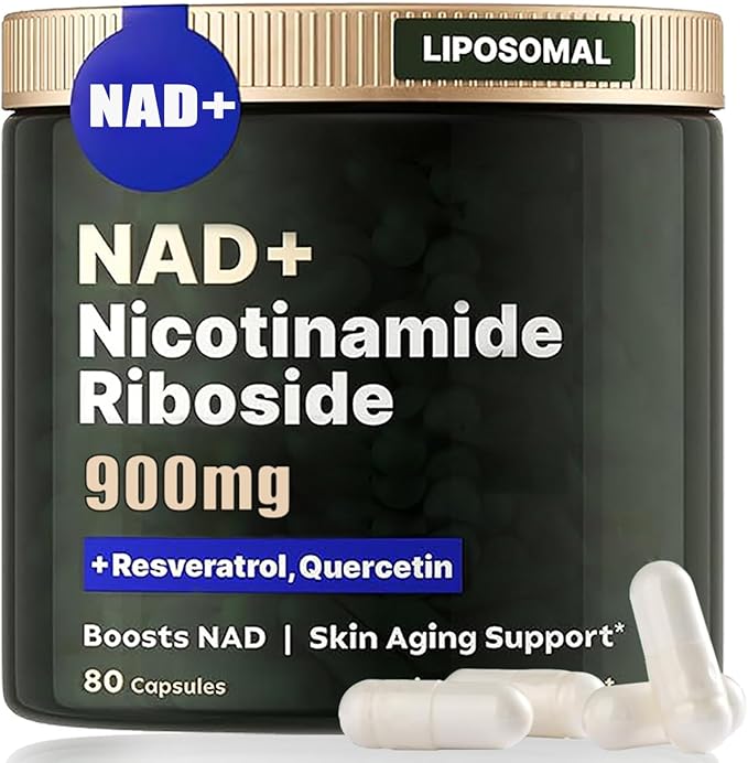 NAD+ Supplement, Liposomal Nicotinamide Riboside, Resveratrol Quercetin, NMN Supplement Alternative for Anti-Aging, Energy, Focus, for Women and Men, 80 Capsules