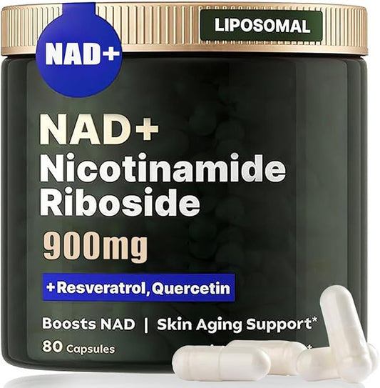 NAD+ Supplement, Liposomal Nicotinamide Riboside, Resveratrol Quercetin, NMN Supplement Alternative for Anti-Aging, Energy, Focus, for Women and Men, 80 Capsules