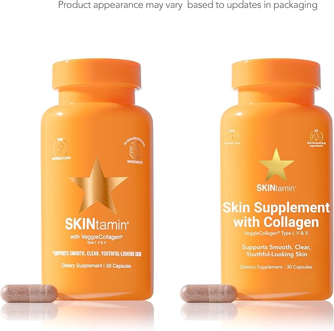 HAIRtamin SKINtamin Vegetarian Collagen Pills | Best Collagen Supplements for Women to Support Skin Firmness and Wrinkles | Skin Supplement Formulated to Help Reduce Blemishes (3-Pack)