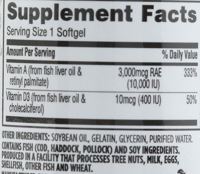 365 Everyday Value, Vitamin A with D3, 100 ct