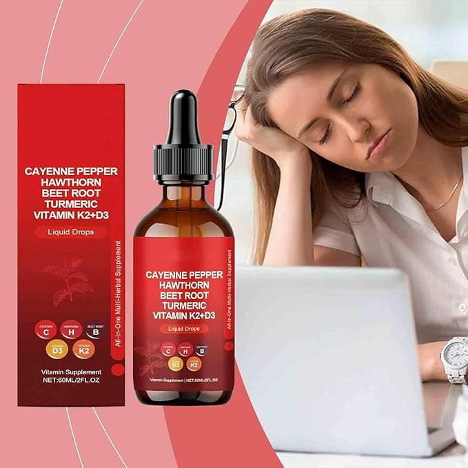 2pcs Cay enne Pepper Drops, Natural Cay en ne Pepper Liquid Drops,Ca Yen ne Pepper Extract,60ml (2)