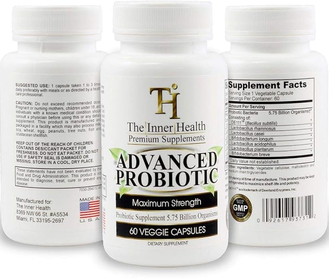 Advanced Probiotics for Women & Men to Support Healthy Gut & Immune System; 5.75 Billion Organisms; Bacillus Subtilis Lactobacillus Rhamnosus Acidophilus Probiotic L. Casei and More