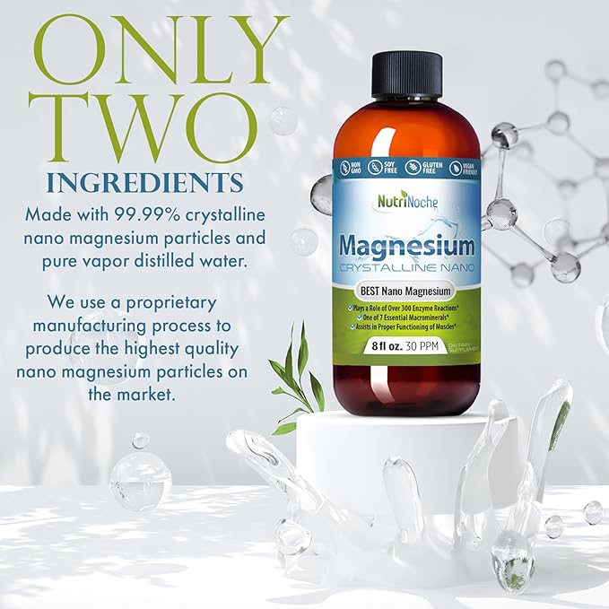 NutriNoche Liquid Magnesium- Concentrated Dose of 30 PPM of Nano Magnesium (32 Ounces) - Colloidal Minerals