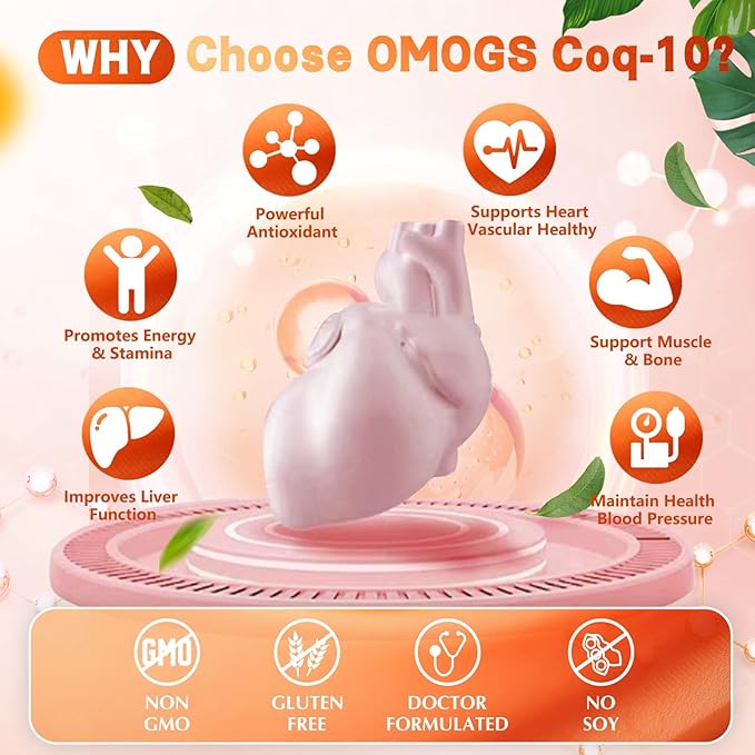 CoQ10 400mg Softgels, Coenzyme Q10 High Absorption Supplements Support Heart Health, Cardiovascular Health, Immune System & Cellular Energy Production, Gluten Free, 60 Softgels