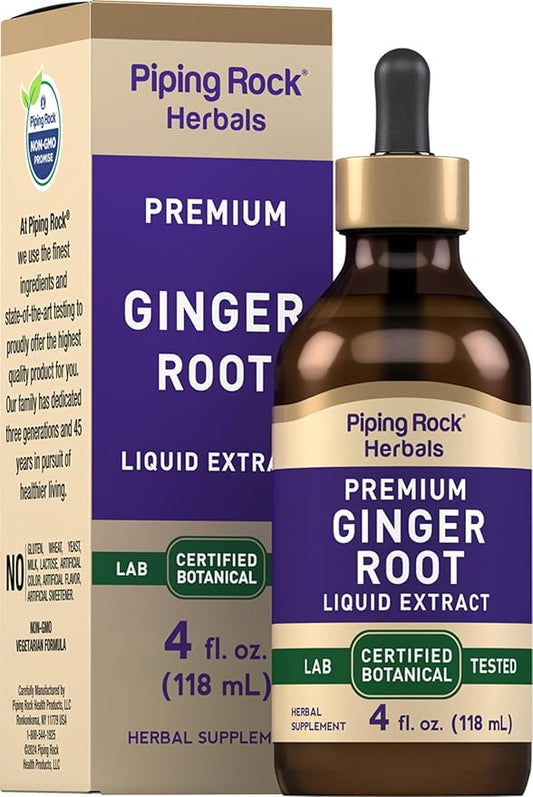 Piping Rock Ginger Root Extract Liquid | 4 fl oz | Premium Tincture Drops | Certified Botanical Supplement | Non-GMO, Gluten Free