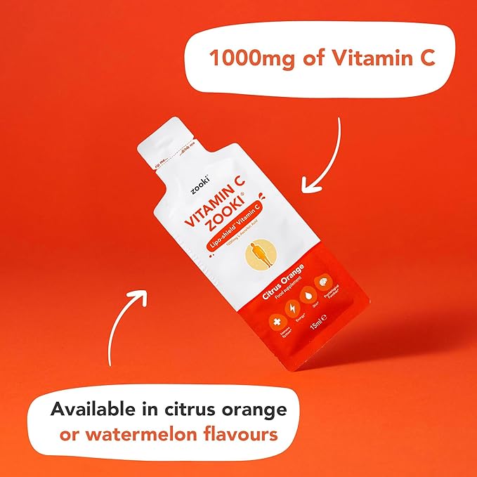 Zooki Liposomal Vitamin C 1000mg Liquid – 4X Higher Absorption – Great Taste, Sugar Free, Vegan – Alternative to High Strength Vitamin C Tablets – Immune System – Energy (Citrus Orange, 14 Servings)