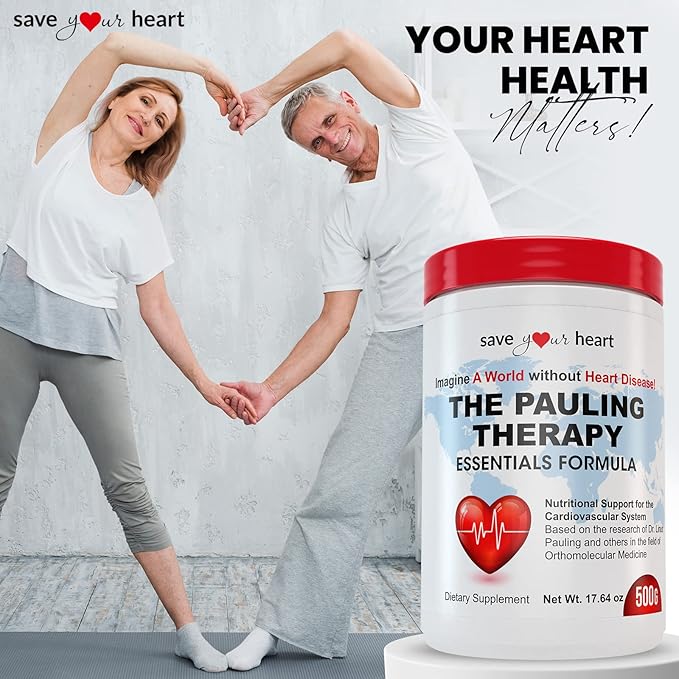 Cardio Health Powder Supplement - The Pauling Therapy Essentials Formula (PTEF) Healthy Vitamin C, B-12, L-Lysine, L-Arginine, Magnesium, Zinc + Vitamins, Minerals & Antioxidants