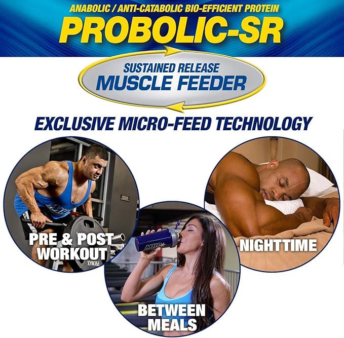 Maximum Human Performance Probolic-SR Sustained Release Protein Powder, 24g Protein, BCAAs, Glutamine, Arginine, Pre-Workout, Post-Workout, Nighttime Protein, 4lbs, 52 Servings, Vanilla