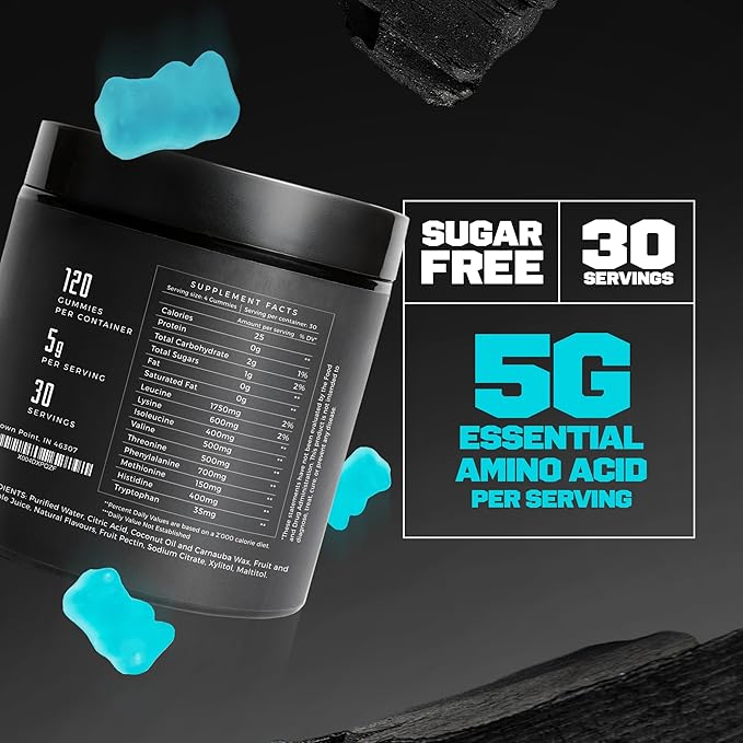 Endeavor Essential Amino Acids Gummies 5g Serving Sugar Free Supplements for Men and Women, EAA Gummy Vegan 120 Count 30 Day Supply