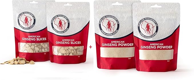 Dairyland American Ginseng Slices and Powder - 16 oz Pack Each of Wisconsin Ginseng – Direct from Farmer to Consumer 西洋参