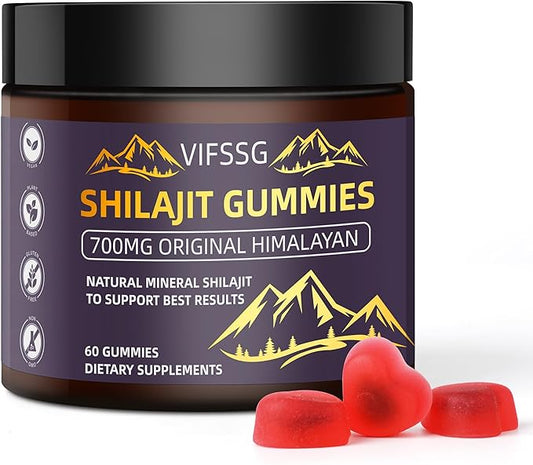 Shilajit Gummies, Sugar-Free Gummies, 500 Mg Shilajit Pure Himalayan Organic, Shilajit Supplement, Shilajit Resin, Gold Grade Nature Shilajit with 4 in-1 Complex for Energy Support, 60 Gummies
