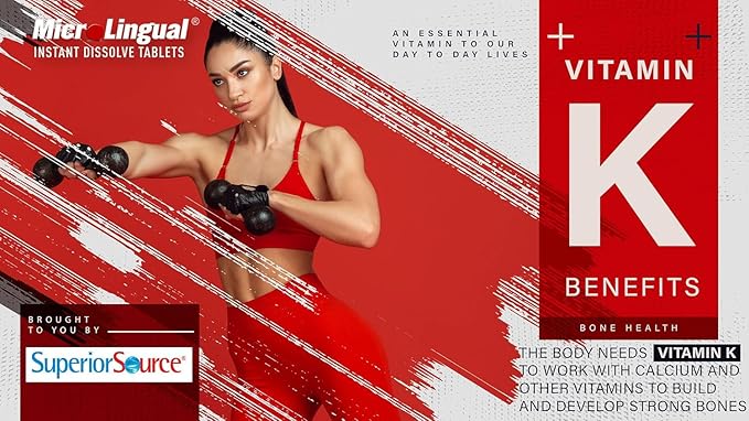 Superior Source Vitamin K 100 mcg - Bone Strength & Health Support Supplement - Vitamin K Supplement Aids Blood Health & Calcium Absorption - 30 Sublingual Dissolving Tablets
