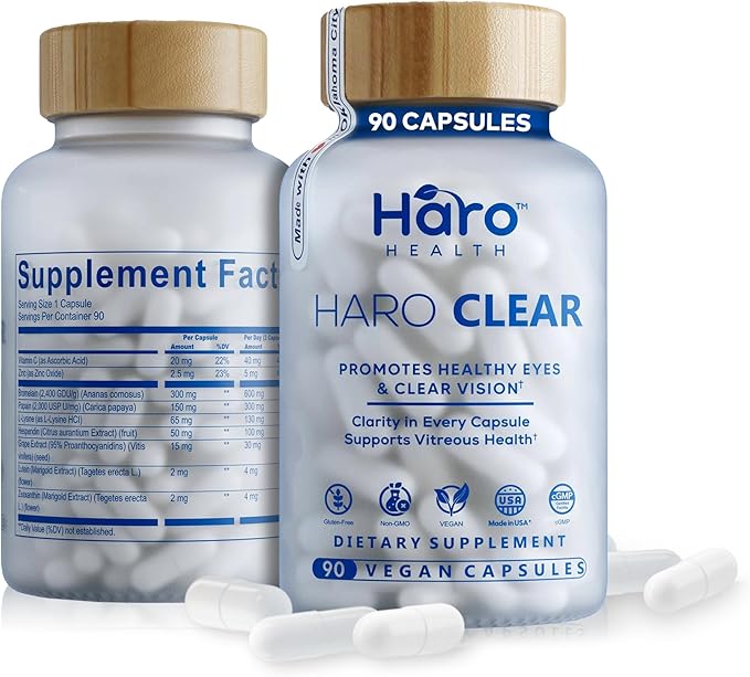 Lutein Supplement, HARO Clear AREDS 2 Eye Vitamin & Mineral Supplement, Contains Lutein and Zeaxanthin - Eye Strain and Blue Light Defense (90 Vegan Capsules)