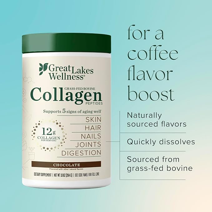 Great Lakes Wellness Collagen Peptides Powder for Skin, Hair, Nails, Joints & Digestion - Variety Flavors - Quick Dissolve Hydrolyzed, Non-GMO, Kosher - 20 Sticks