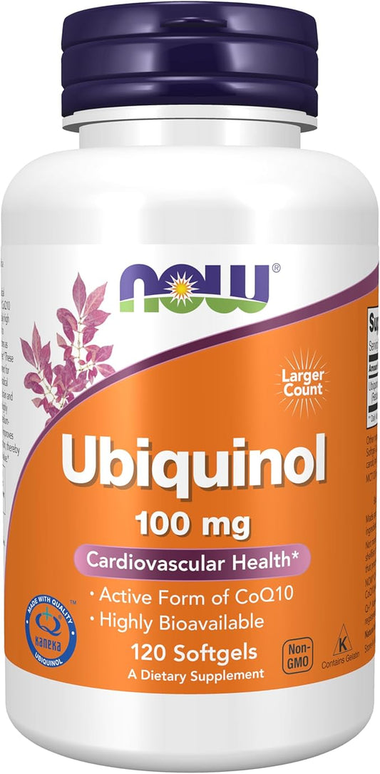 NOW Supplements, Ubiquinol 100 mg, High Bioavailability (the Active Form of CoQ10), 120 Softgels