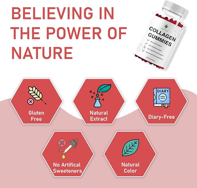 Collagen Peptides Gummies - Collagen Gummies with Peptides Type I II III V X Peptides for Hair Skin & Nails - Hydrolyzed Collagen for Women and Men (1)