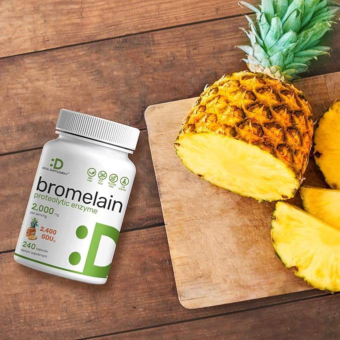 Bromelain Supplement 2,000mg Per Serving, 240 Capsules – Natural Proteolytic Enzymes from Fresh Pineapple – Supports Nutrient Digestion