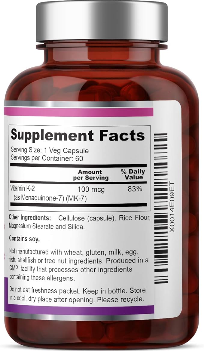biophix Vitamin K2 MK-7-100 mcg 60 Veg Capsules - Supports Strong Bones Immune Health