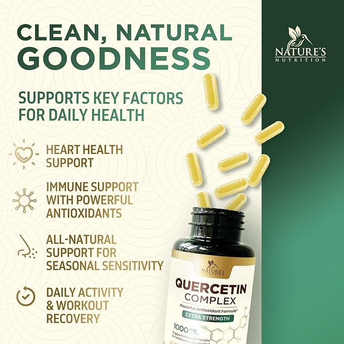 Quercetin 500mg Capsules - Extra Strength Quercetin Supplements 1000mg Serving - Antioxidants & Bioflavonoids Support for Immune, Heart & Cellular Health - Non-GMO & Gluten Free - 120 Veggie Capsules
