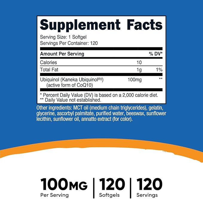 Nutricost Ubiquinol Softgels (120 Softgels | 100 mg Per Serving) - Superior Absorption Antioxidant | Active Form of CoQ10 - Gluten Free, Non-GMO