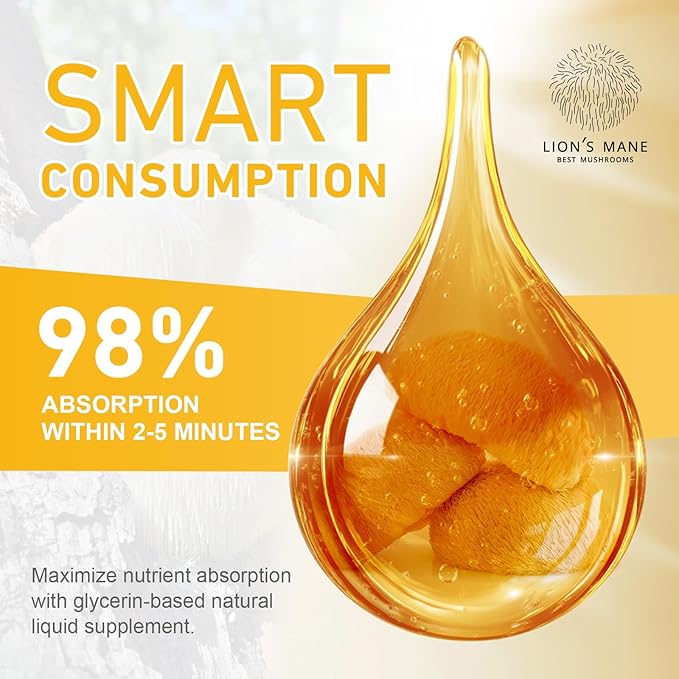 Lions Mane Mushroom Drops - 2Pack, Brain Supplement, Brain Vitamins, Enhance Memory & Focus & Immunity, 4 Oz
