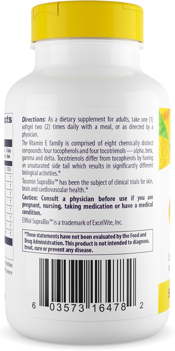 Healthy Origins Tocomin SupraBio (Tocotrienols), 50 mg - Supports Heart Health & Cardiovascular System - Tocotrienol & Vitamin E Supplement - Gluten-Free Skin Support - 150 Softgels