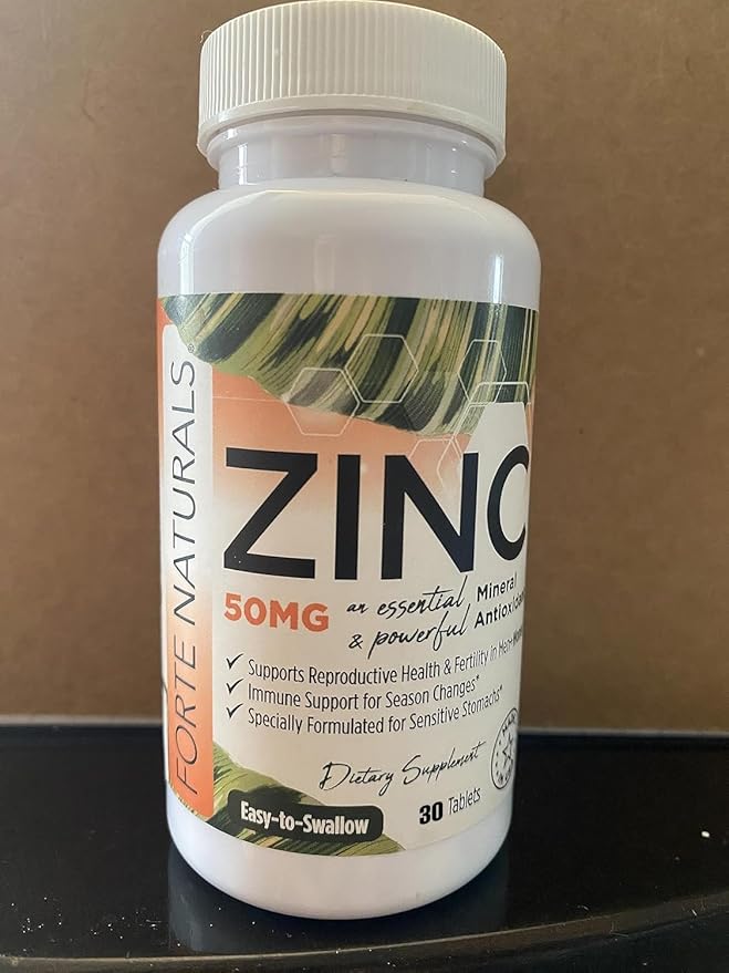 Zinc 50mg, (30 Tablets), Specially Formulated for Sensitive Stomach, Immune Support, Skin & Hair, Vegan Zinc Supplement, Non-GMO Made in USA