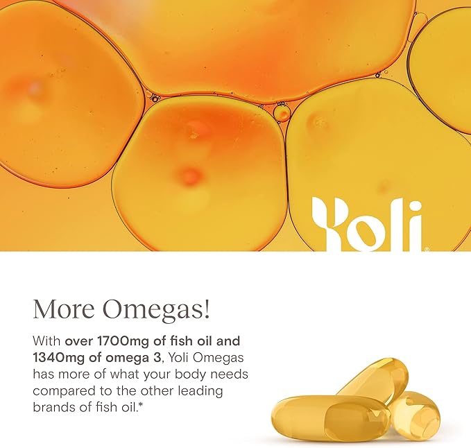 Yoli® - Omegas - Fish Oil Omega 3 Supplement with Vitamin D3 - Fish Oil Capsules with EPA and DHA Omega 3 Fatty Acids for Heart Health Support