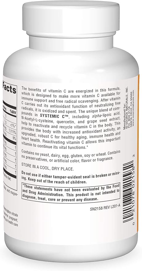 Source Naturals Systemic C, 500mg - 120 Capsules