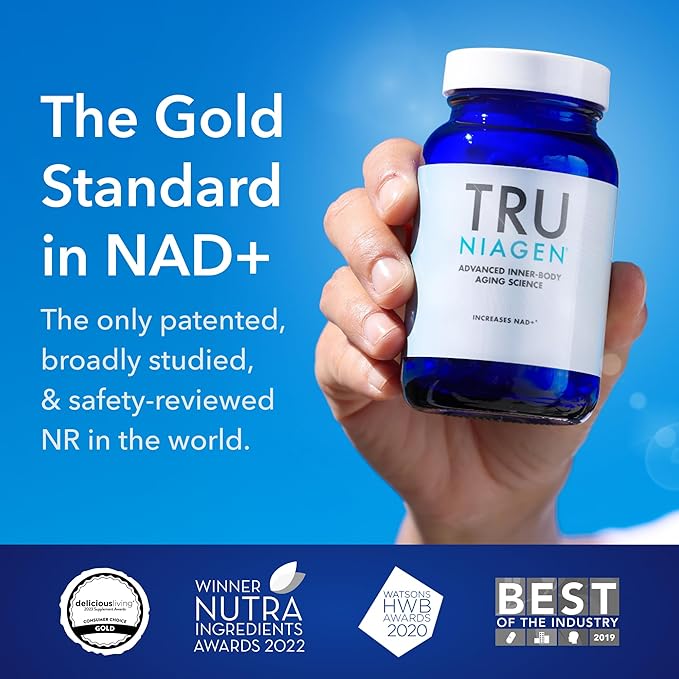 TRU NIAGEN - Patented Nicotinamide Riboside NAD+ Supplement. NR Supports Cellular Energy Metabolism & Repair, Vitality, Healthy Aging of Heart, Brain & Muscle - 60 Servings / 120 Capsules
