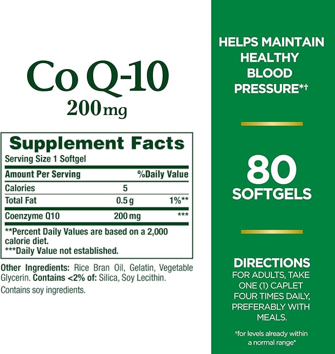 Nature's Bounty CoQ10, Supports Heart Health, Dietary Supplement, 200mg, 80 Rapid Release Softgels