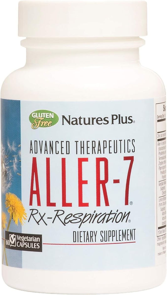 Natures Plus Advanced Therapeutics Aller-7 Rx-Respiration - 60 Vegetarian Capsules - Supports Respiratory Wellness - Gluten-Free - 30 Servings