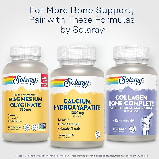 Solaray Calcium Hydroxyapatite 1000mg - Calcium Supplements for Women & Men, Hydroxyapatite Powder Capsules, Healthy Teeth and Bone Support - 120 Capsules