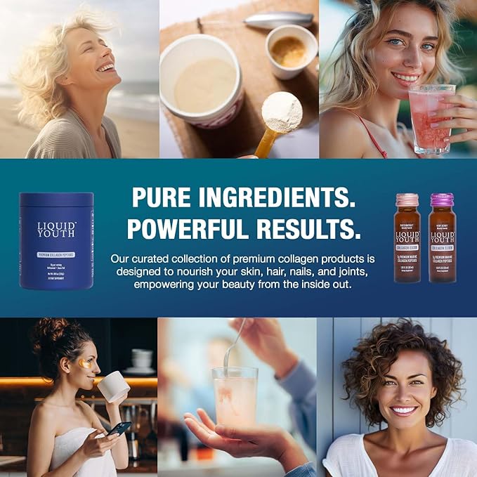 Liquid Collagen Elixir Shot for Women & Men - Premium Liquid Marine Collagen for Hair Growth, Skin, Nail, Bone & Joint Health - Travel-Friendly (Passion Fruit, 10 Servings Per Box)